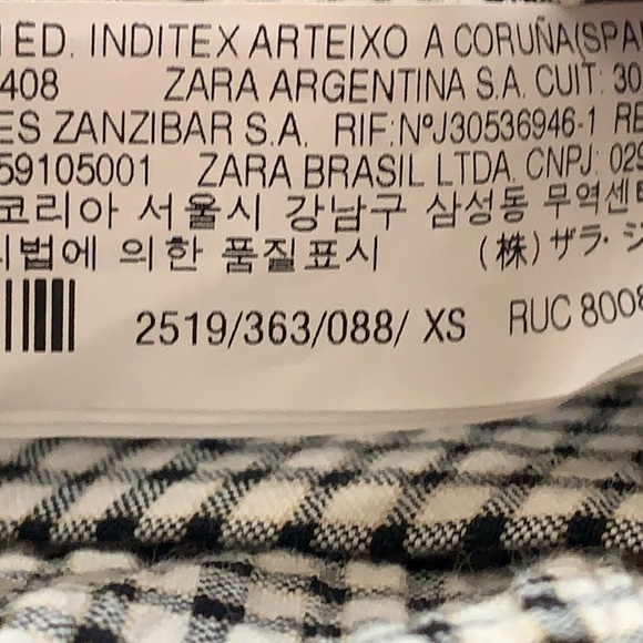 NWOT. Zara Black/Cream Check Double Breasted Blazer/Jacket. Size XS. - Picture 8 of 10